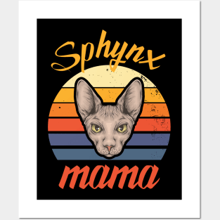 Retro Sphynx Mama Sphynx Mom Cat Posters and Art